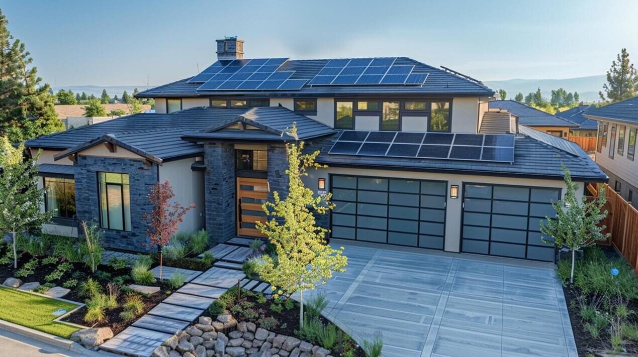 Residential solar panel installation for energy savings and sustainability.