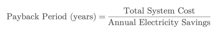 solar payback period formula