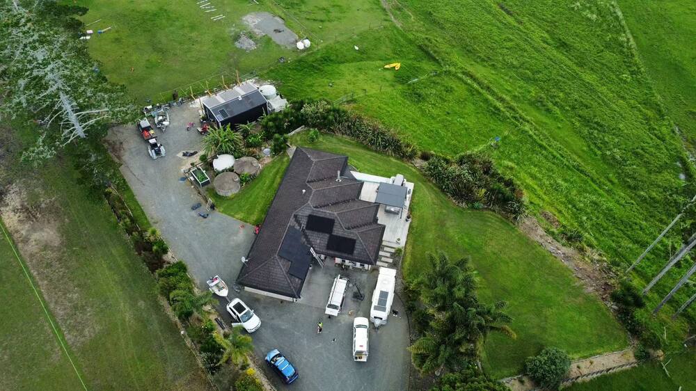 Aerial view of a 7KW three phase residential solar system in Whangarei