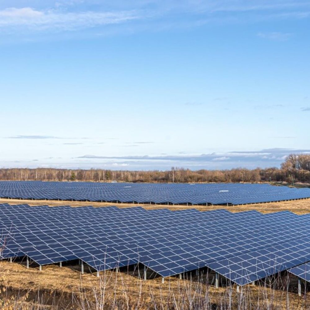 A solar panel system installed on a farm, providing renewable energy for irrigation and farm operations A solar panel system installed on a farm, providing renewable energy for irrigation and farm operations